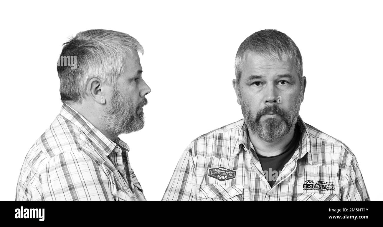 Foto della polizia, mugshot, uomo di 55 anni Foto Stock