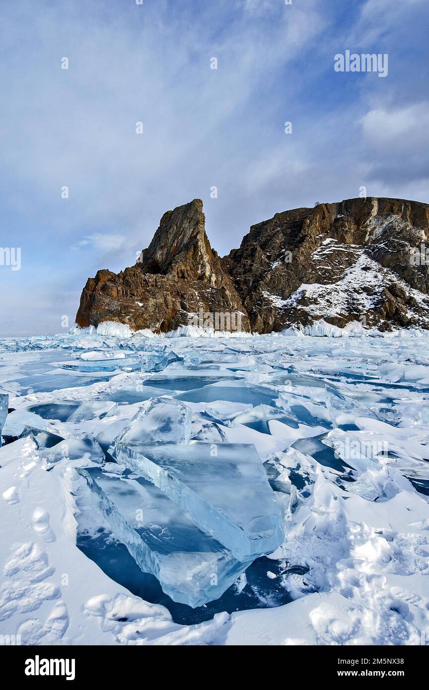 Lago Baikal, Isola di Olkhon, Parco Nazionale di Pribaikalsky, Provincia di Irkutsk, Siberia, Russia Foto Stock