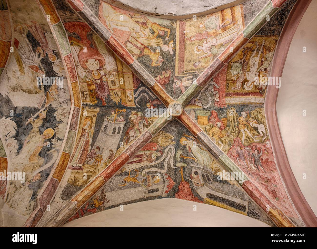 Chiostro con affreschi, monastero dei canoni agostiniani, monastero di Neustift, anche monastero, Vahrn vicino a Brixen, Bressanone, Alto Adige, Italia Foto Stock