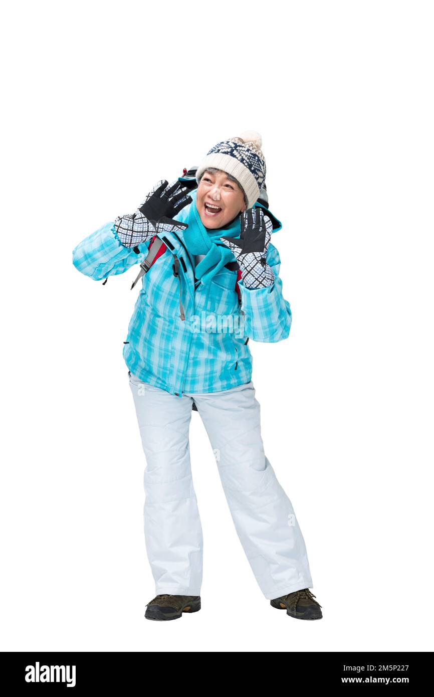 Donne anziane viaggio invernale Foto Stock