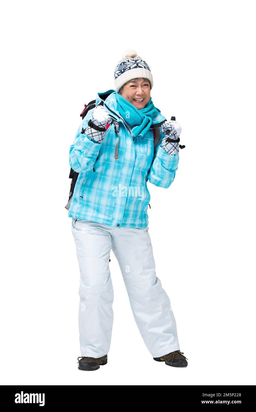 Donne anziane viaggio invernale Foto Stock