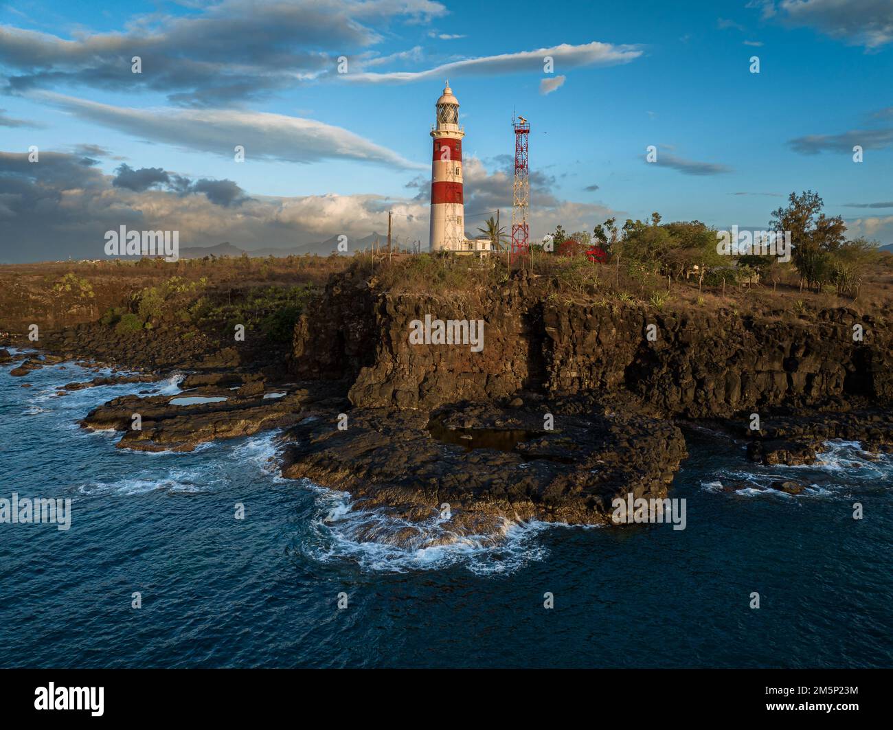 Faro di Albion nel quartiere di Plaines wilhems, Mauritius. Questo edificio ha più di 100 anni e funziona tutti i giorni. Vicino alla città di Albion è in Foto Stock