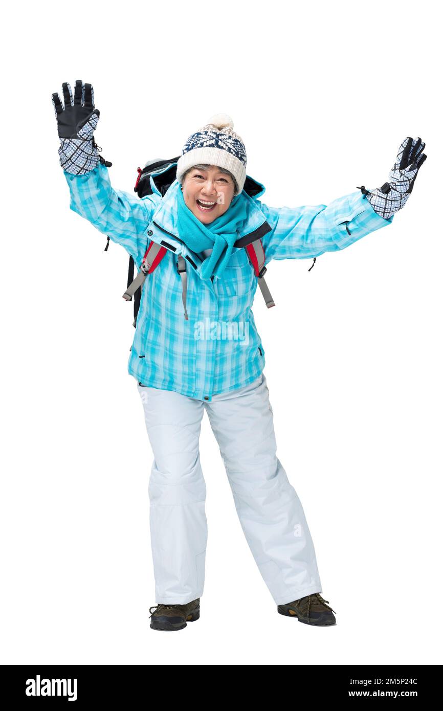 Donne anziane viaggio invernale Foto Stock