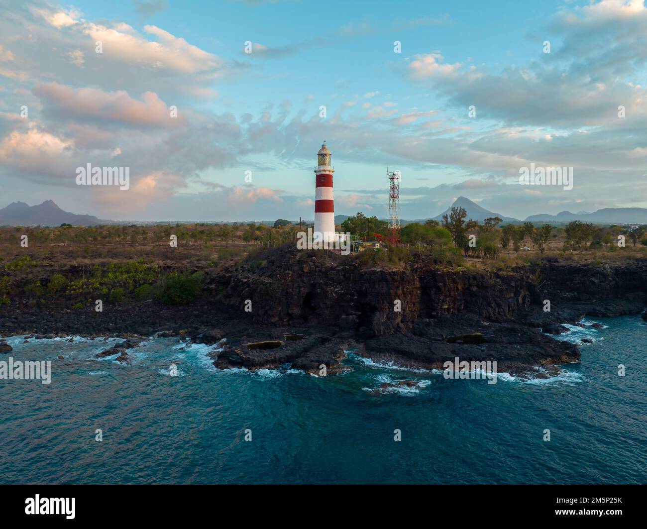 Faro di Albion nel quartiere di Plaines wilhems, Mauritius. Questo edificio ha più di 100 anni e funziona tutti i giorni. Vicino alla città di Albion è in Foto Stock