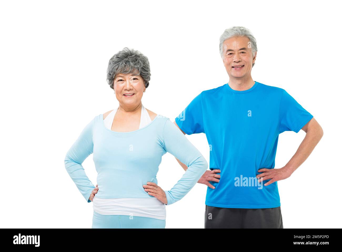 L'esercizio della coppia anziana Foto Stock
