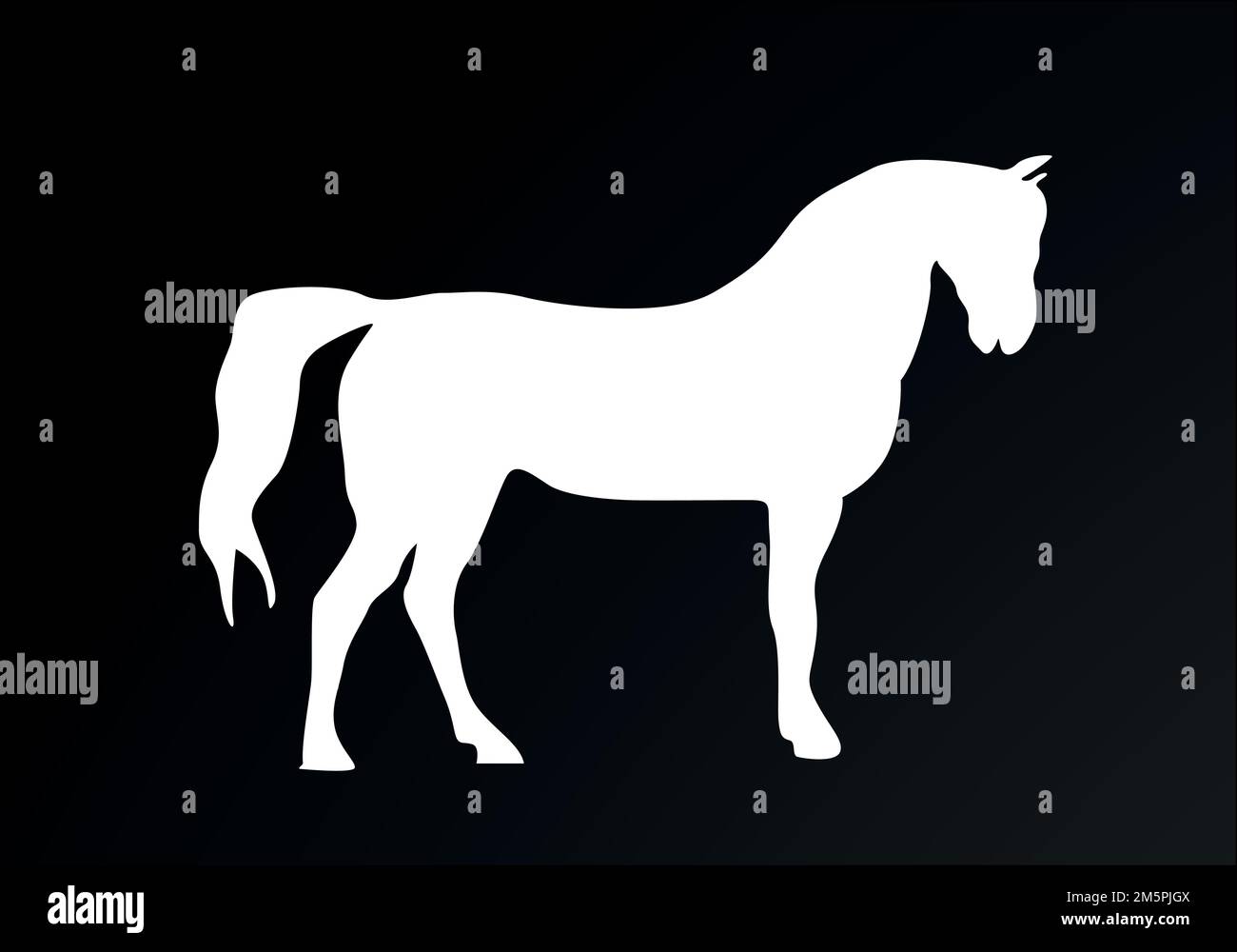 Silhouette bianca di un cavallo. Silhouette del corpo per illüstration vettoriale di design Illustrazione Vettoriale