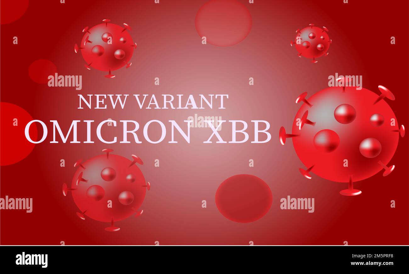 Coronavirus omicron XBB varient con sfondo e testo nuova variante omicron xbb. Illustrazione 3D. covid 19 pandamic varirient e globale. Foto Stock