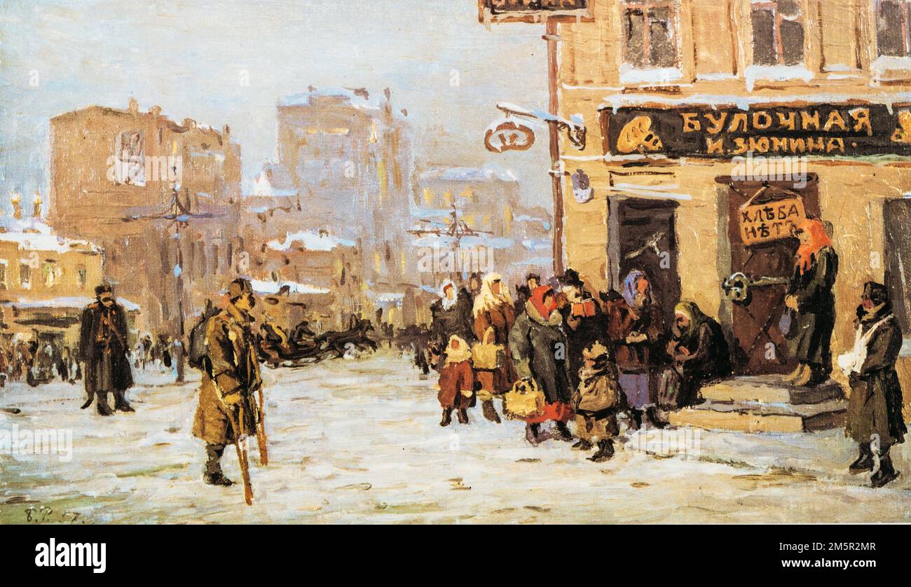Dipinto dell'artista russo sovietico Boris Rybchenkov, il 1916. Boris Rybchenkov è stato un . Foto Stock