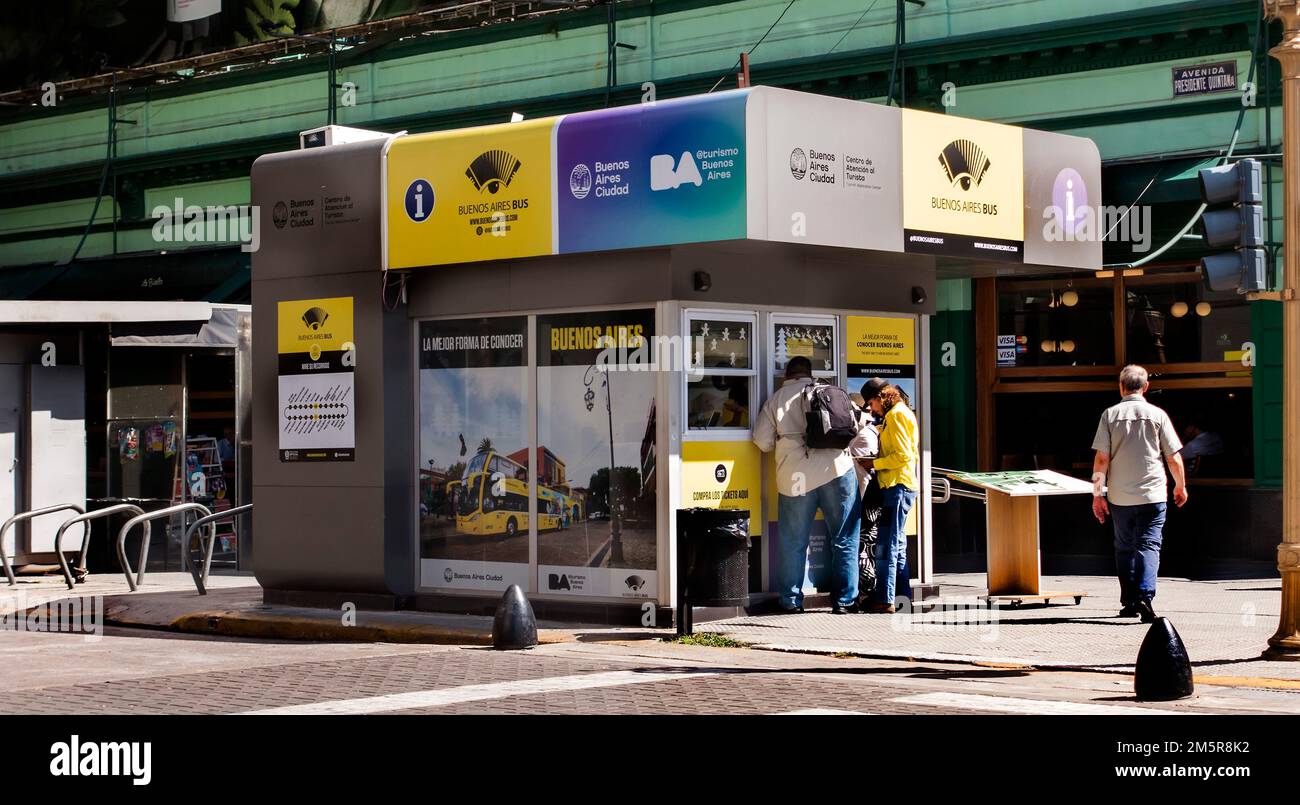 Stand informazioni turistiche Recoleta, Buenos Aires, Argentina Foto Stock