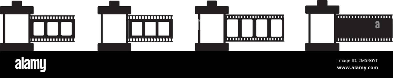 Un pacchetto di icone Rollline della pellicola per fotocamera isolato su sfondo bianco Illustrazione Vettoriale