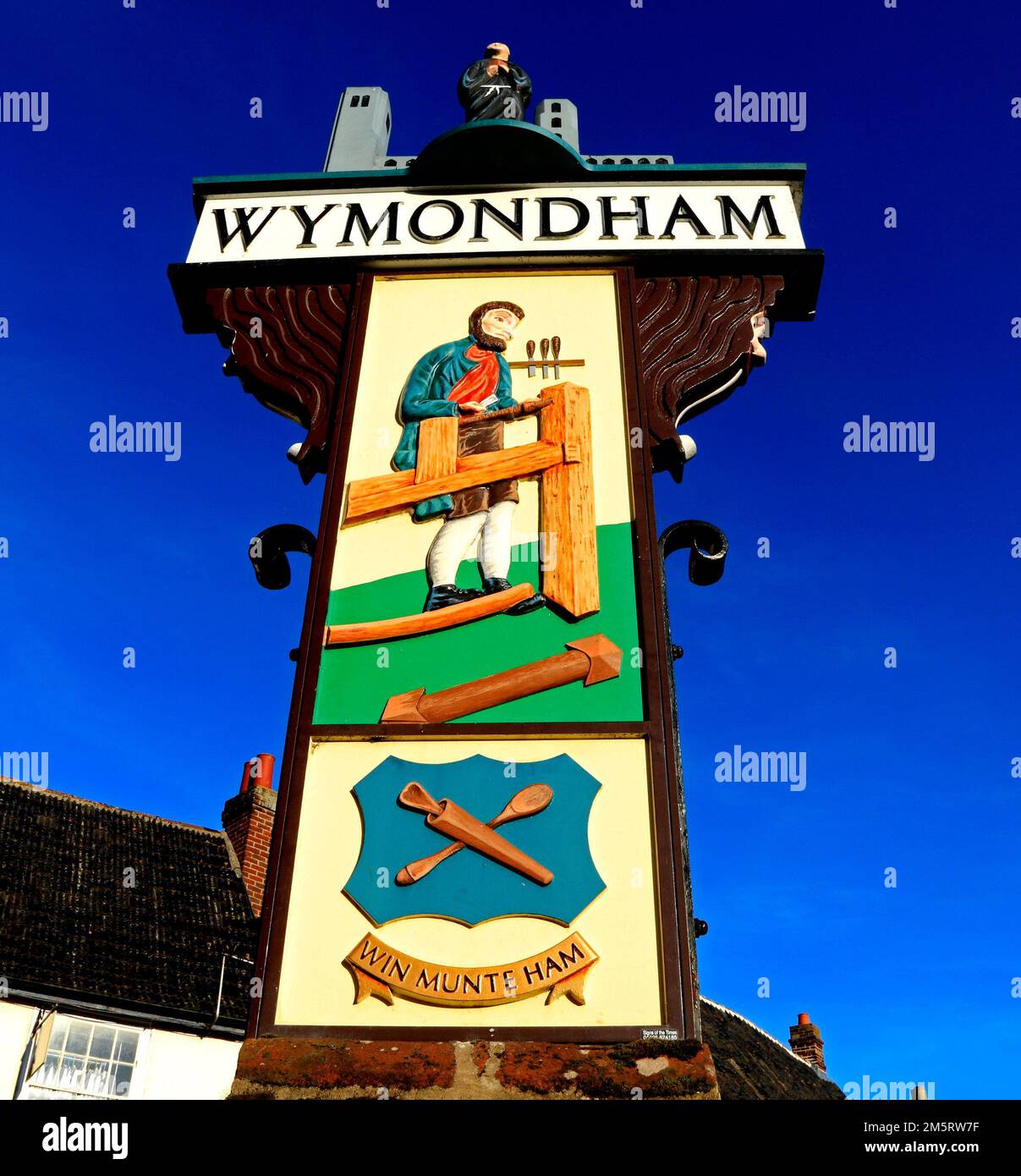 Wymondham, Norfolk, segno di città Foto Stock