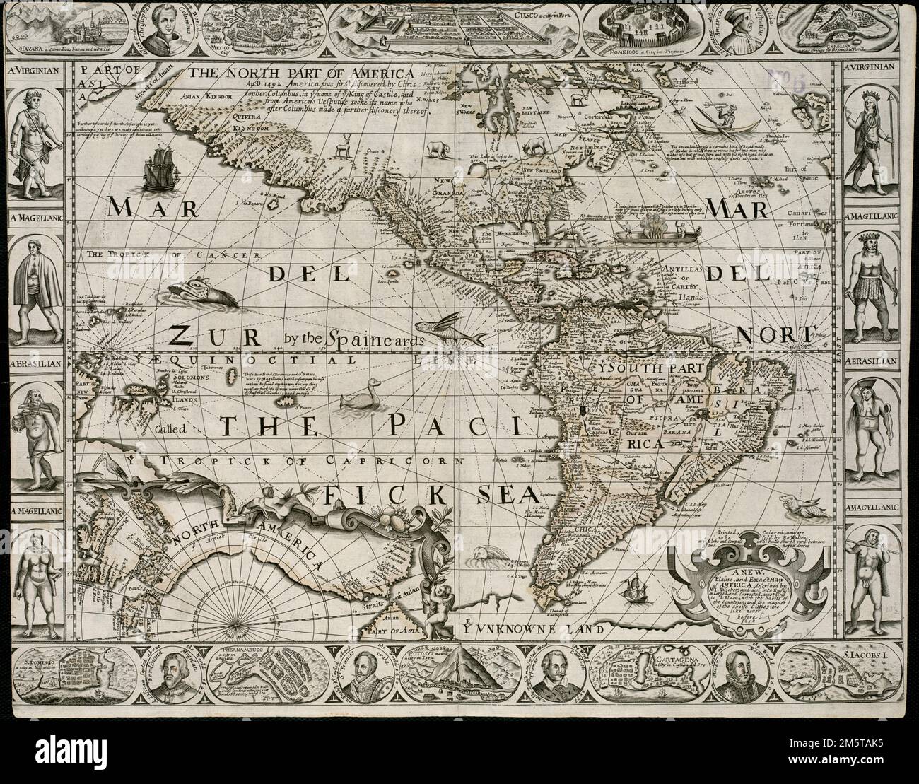 Mappa di visscher del nord america e sud america immagini e fotografie ...