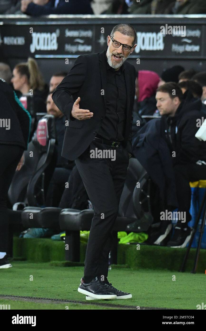 Swansea, Regno Unito. 30th Dec, 2022. Slaven Bili? Manager di Watford durante la partita del Campionato Sky Bet Swansea City vs Watford al Swansea.com Stadium, Swansea, Regno Unito, 30th dicembre 2022 (Foto di Mike Jones/News Images) a Swansea, Regno Unito il 12/30/2022. (Foto di Mike Jones/News Images/Sipa USA) Credit: Sipa USA/Alamy Live News Foto Stock