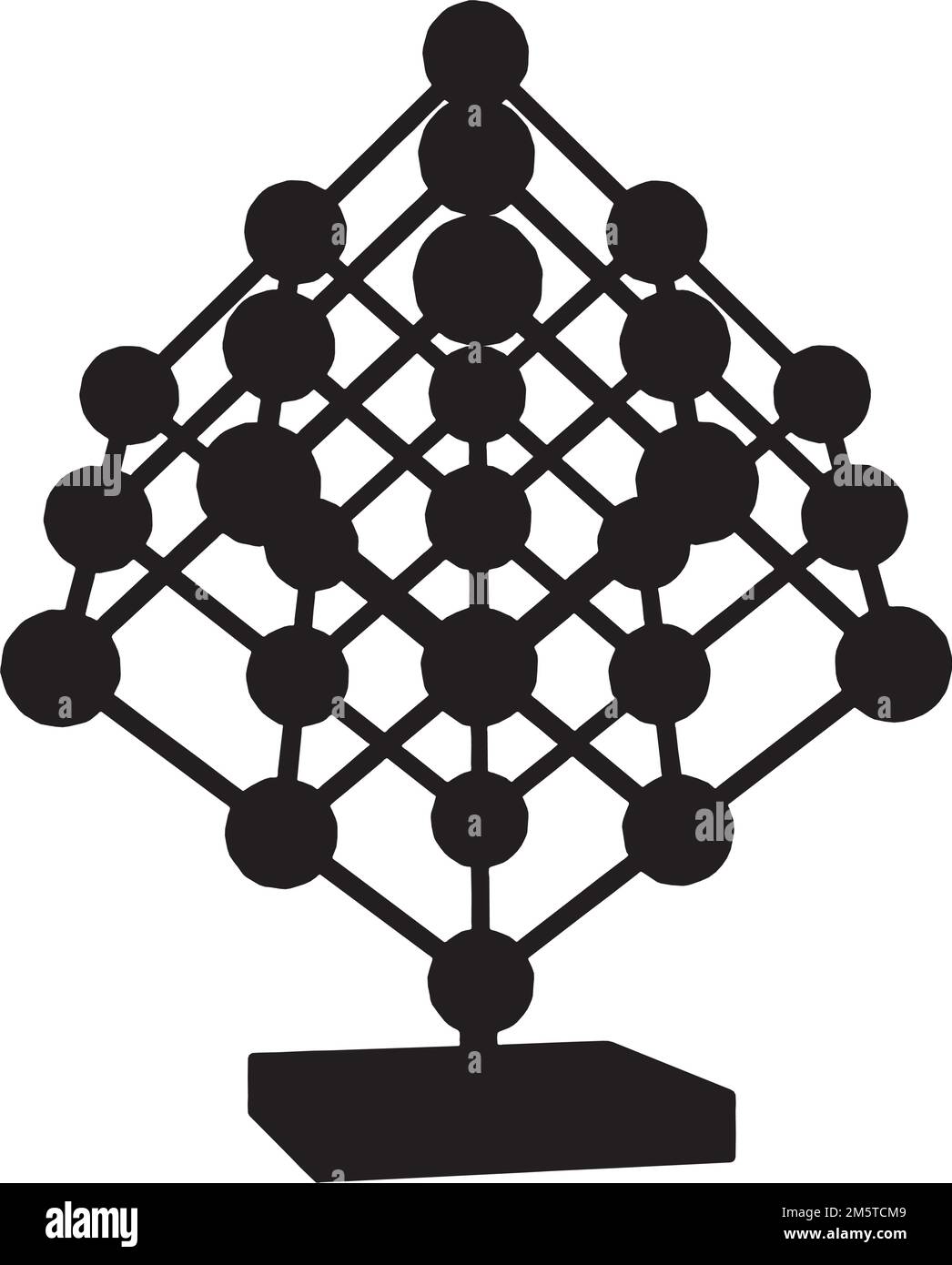 Maglia cubica con palline metalliche nodi vettore. Illustrazione isolata su sfondo bianco. Illustrazione vettoriale di Una mesh cubo. Illustrazione Vettoriale