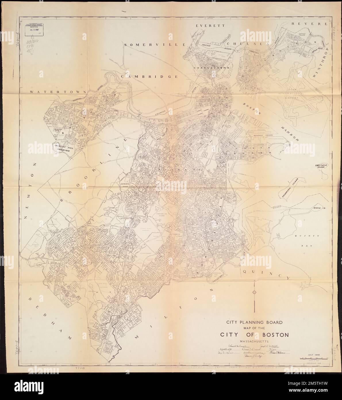 Mappa della città di Boston, Massachusetts.... , Massachusetts , Suffolk , contea , Boston Foto Stock