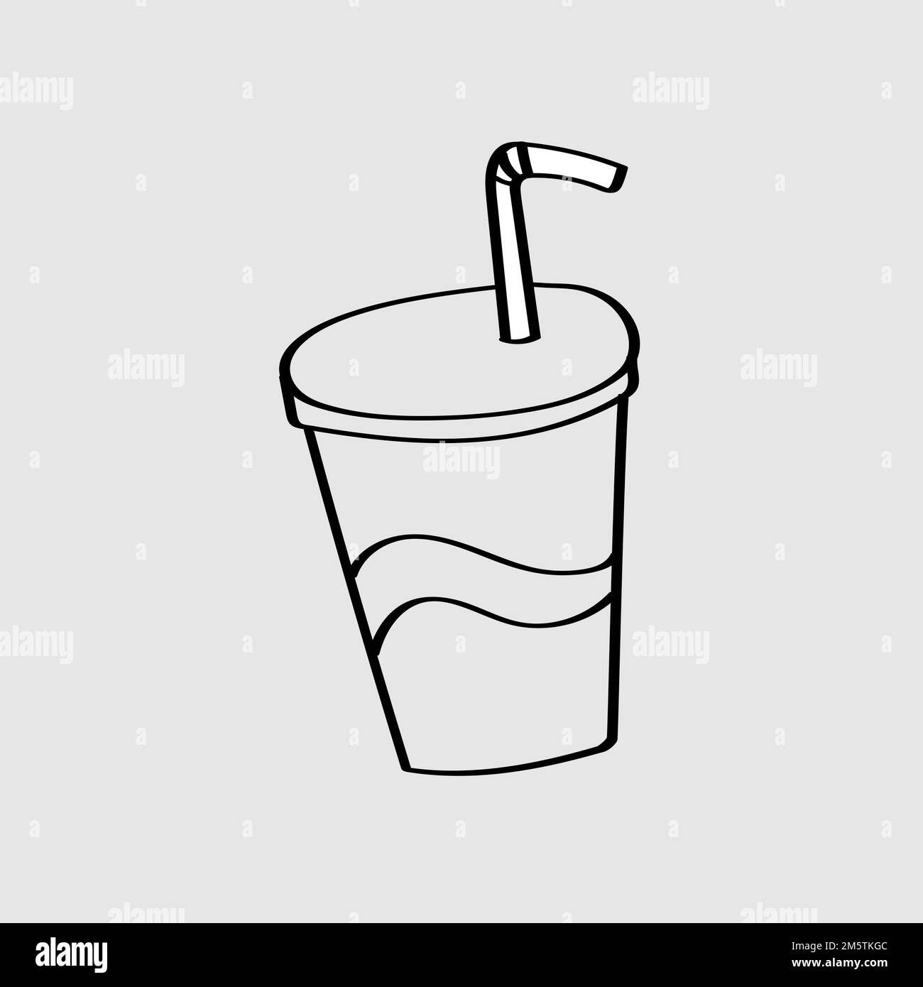 Vettore di doodle per bevande fredde da asporto Illustrazione Vettoriale