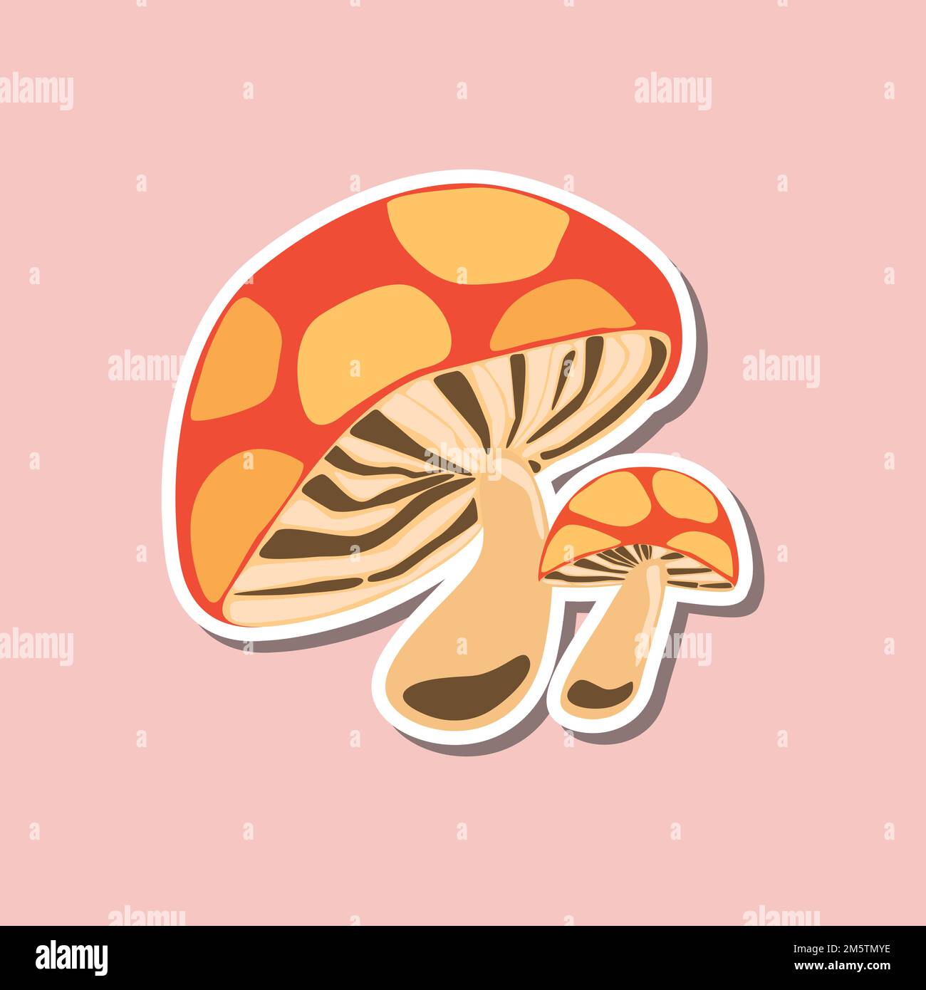Carino polka puntini fungo adesivo design elemento vettore Illustrazione Vettoriale