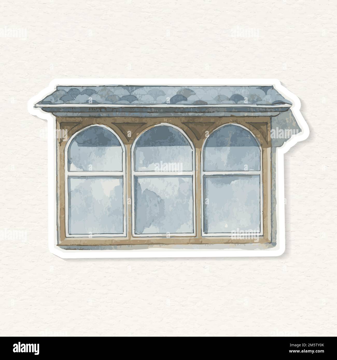 Vector acquerello vintage disegno a mano clipart architettura europea finestra Illustrazione Vettoriale