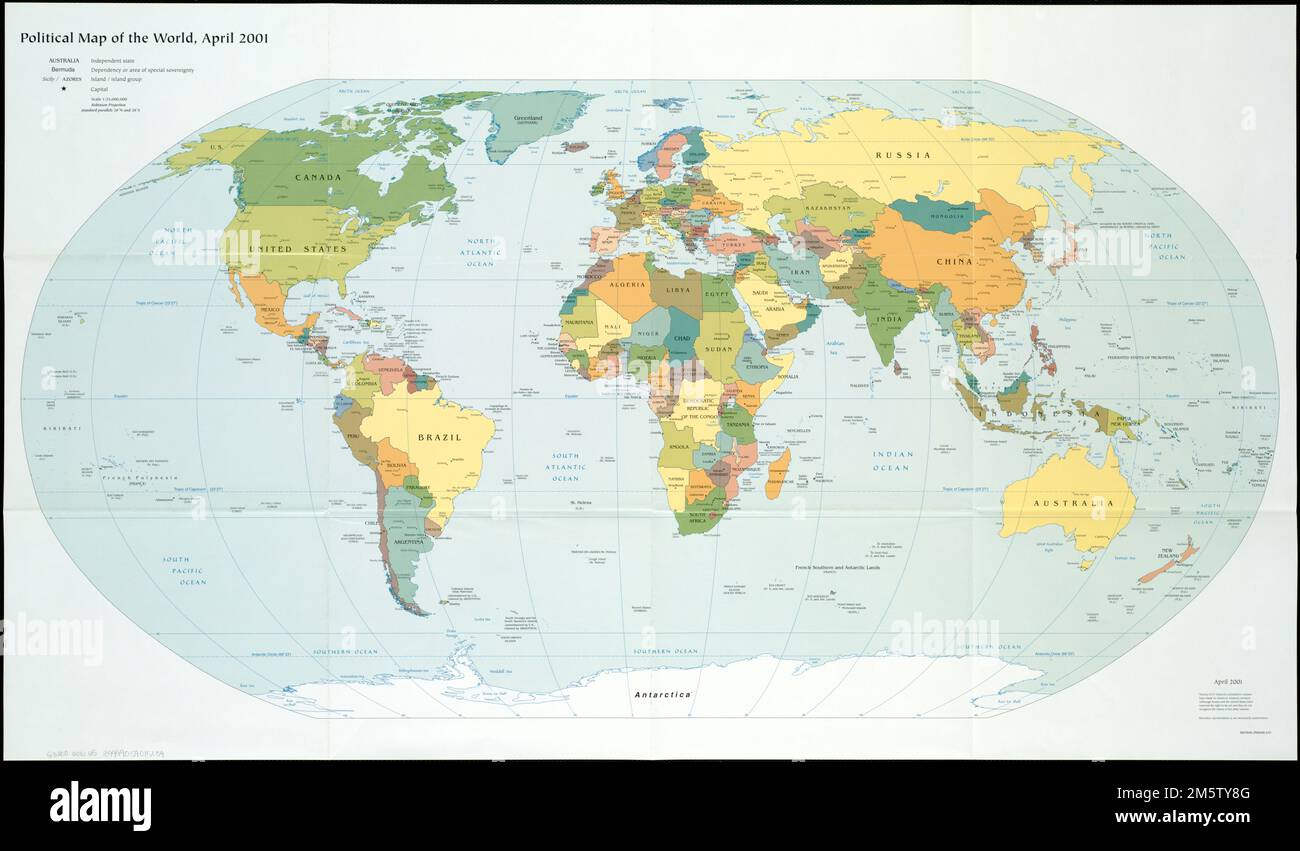 Mappa politica del mondo, aprile 2001. N. di listino di spedizione: 2002-0004-S.. '802784AI (R00349) 4-01.'... , Mondo Foto Stock