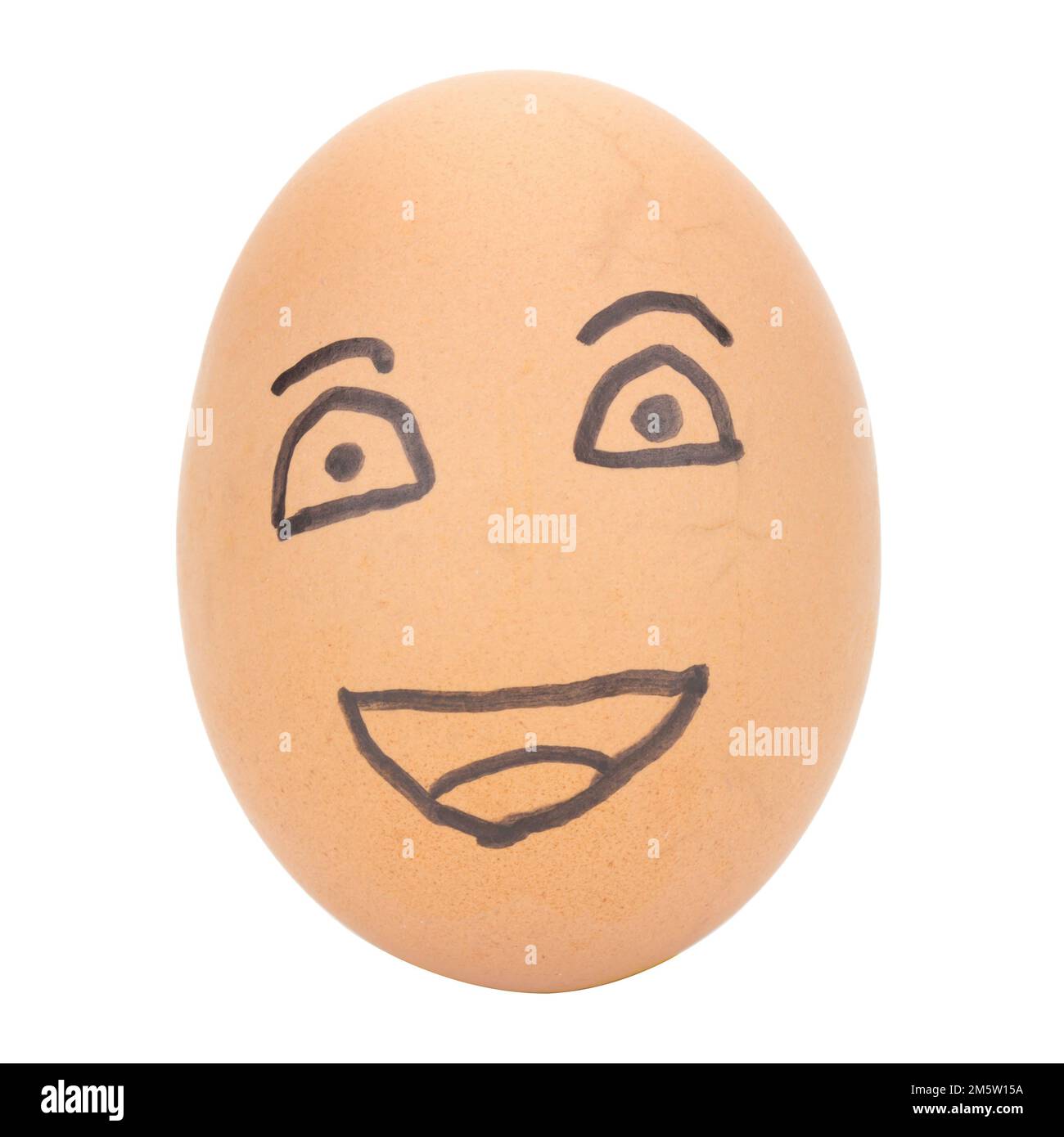 uovo viso sorriso concetto uomo isolato su sfondo bianco. Foto Stock