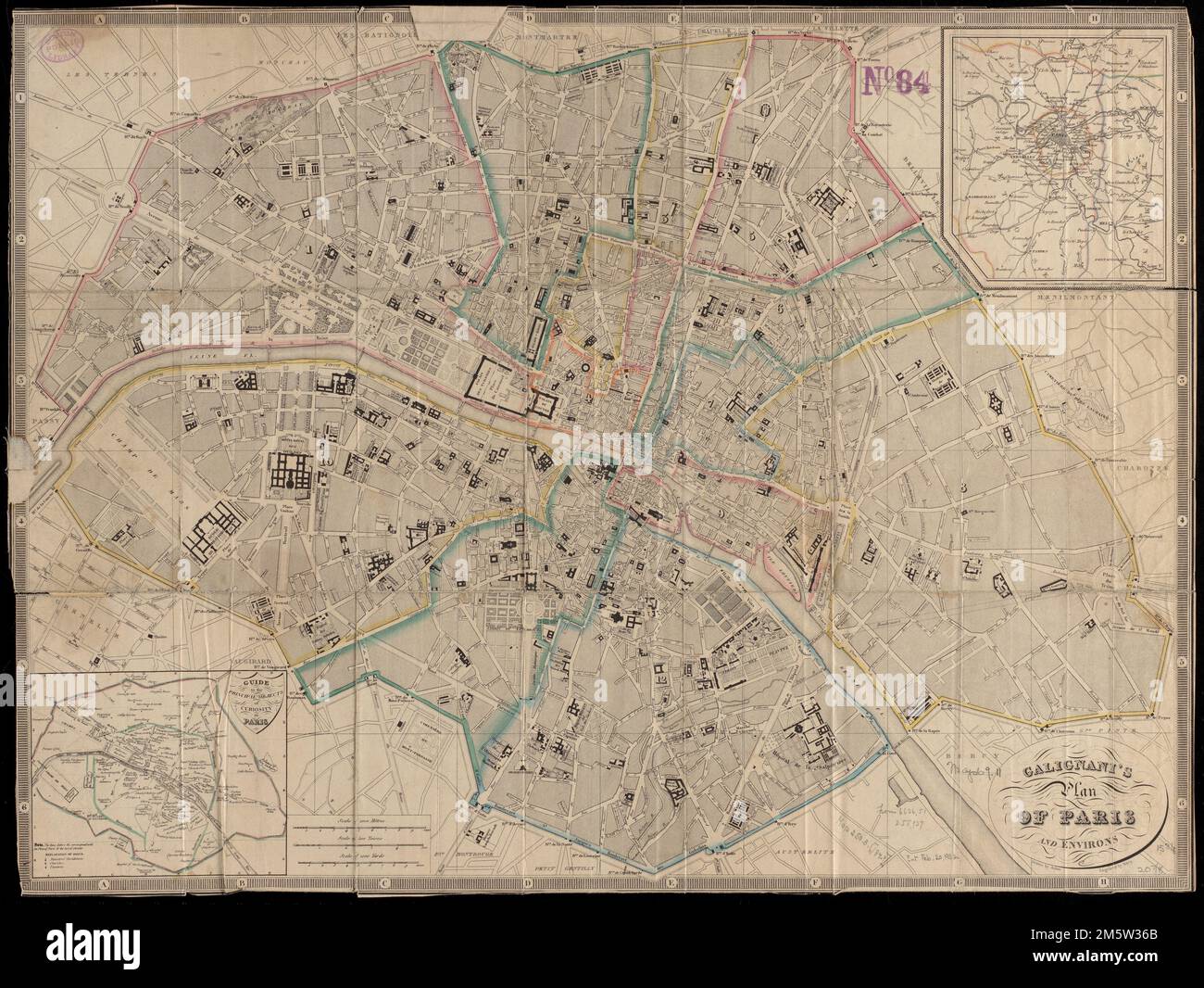 Il piano di Galignani di Parigi e dintorni. Include 2 mappe: Guida ai principali oggetti di curiosità a Parigi -- [dintorni di Parigi].... , Francia , Île-de-France , regione , Parigi Foto Stock