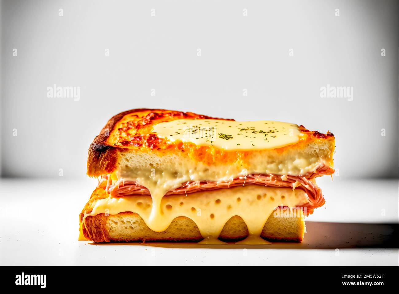 Autentico croque Monsieur francese con prosciutto, formaggio e senape di digione Foto Stock