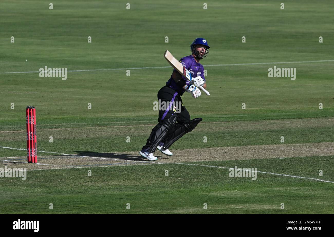 ALBURY, NSW, AUSTRALIA. 31 dicembre 2022. Big Bash League, Sydney Thunder contro Hurricanes Hobart. Gli uragani Hobart sono in pipistrello nel tentativo di salvare la partita contro Sydney al Lavington Sports Ground. Ringraziamo Karl Phillipson/Alamy Live News Foto Stock