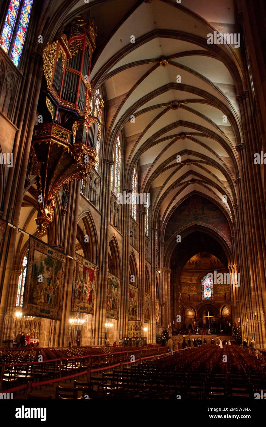 Cathédrale de Notre-Dame de Strasbourg, Strasburgo, Alsazia, Francia Foto Stock