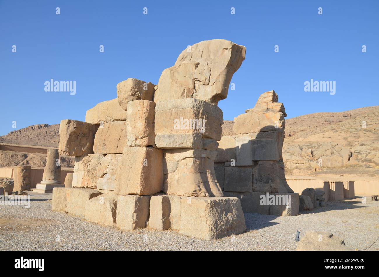 Le rovine dell'antico Persepolis patrimonio mondiale Iran Foto Stock