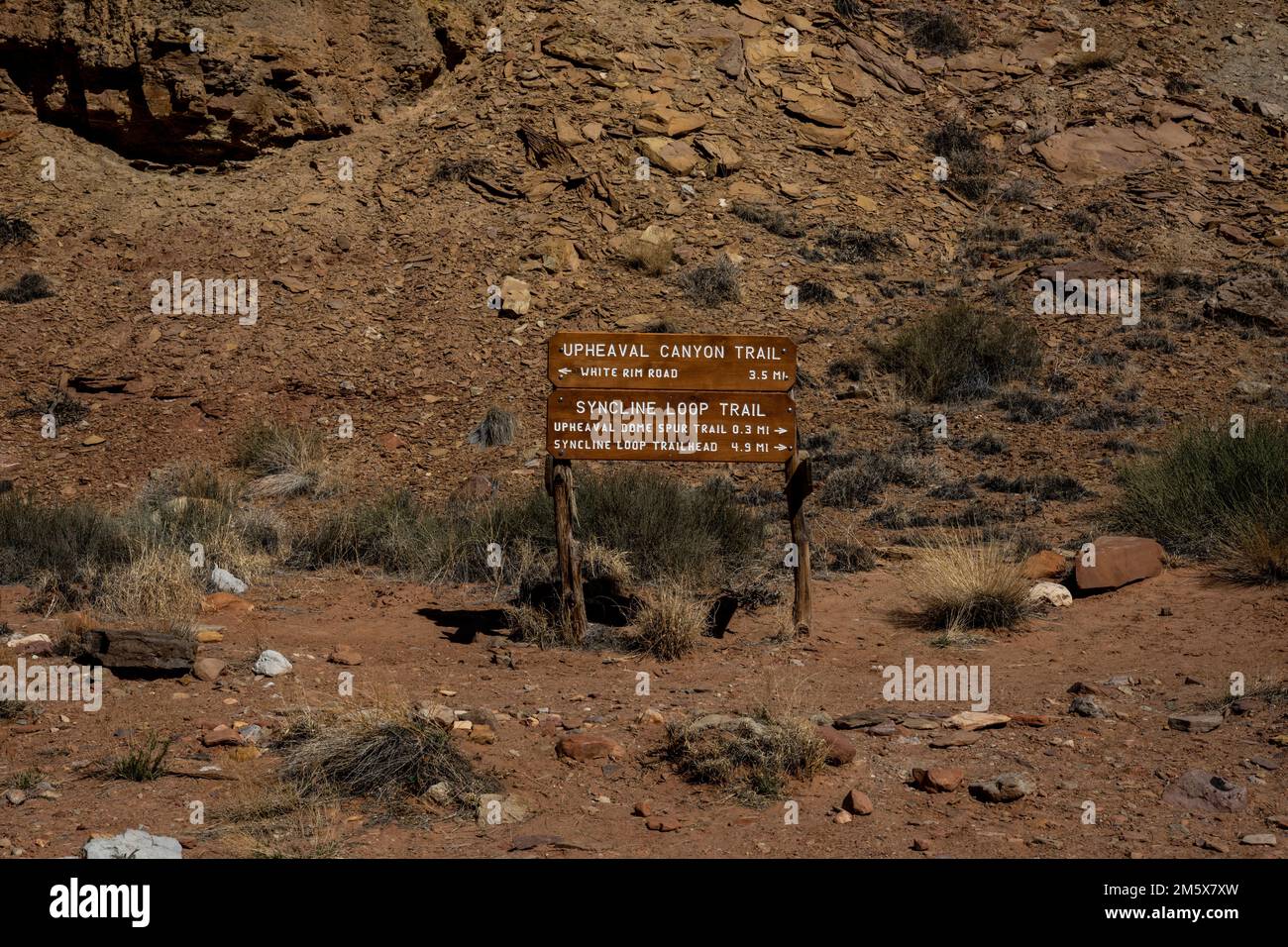 Registrati per i percorsi di Upheaval Canyon e Syncline Loop nel Canyonlands National Park Foto Stock