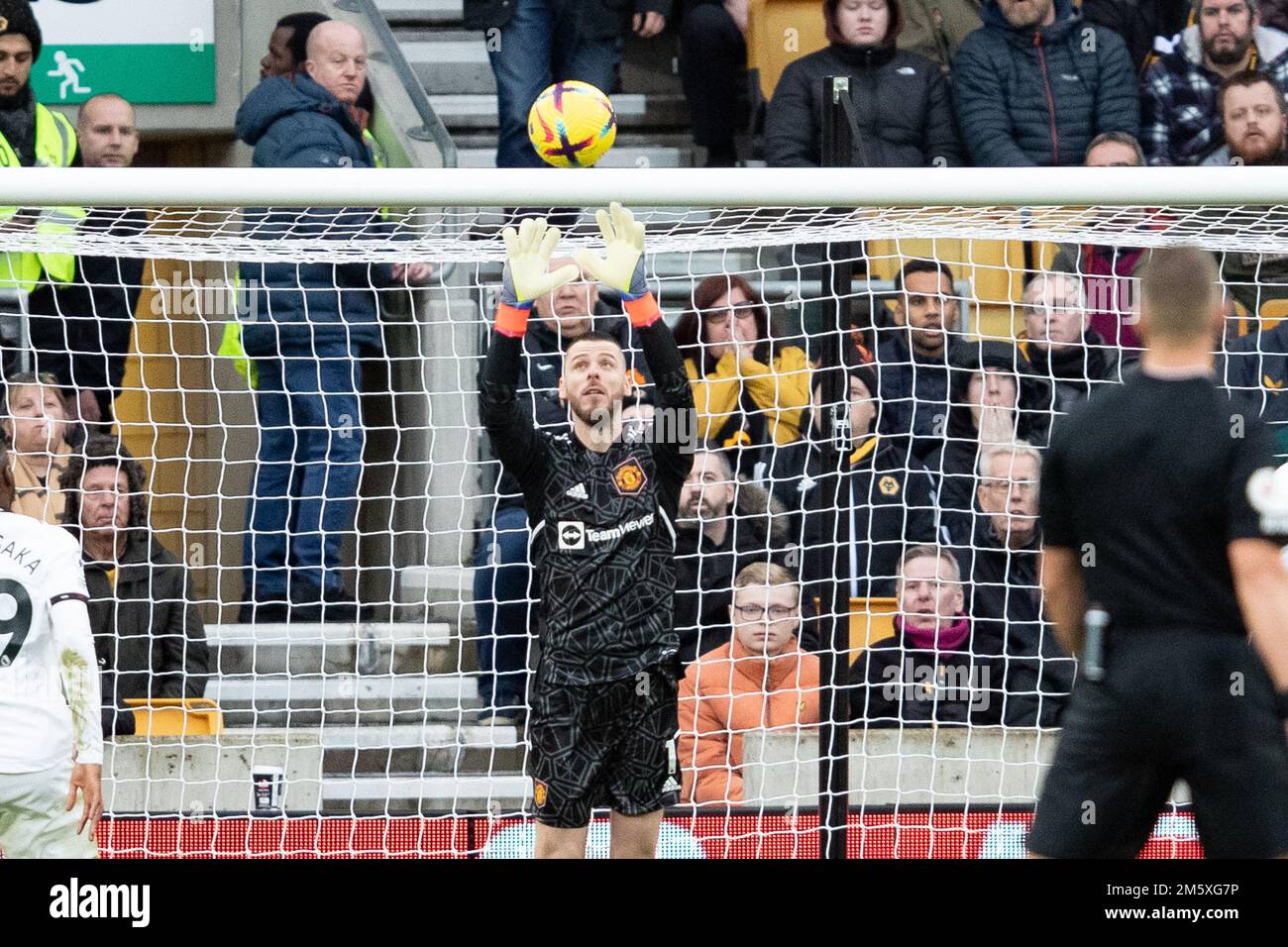 Wolverhampton, Regno Unito. 31st dicembre 2022. Wolverhampton, Regno Unito. 31st Dec 2022. David de Gea, portiere del Manchester United, durante la partita della Premier League tra Wolverhampton Wanderers e il Manchester United a Molineux, Wolverhampton, sabato 31st dicembre 2022. (Credit: Gustavo Pantano | MI News ) Credit: MI News & Sport /Alamy Live News Foto Stock