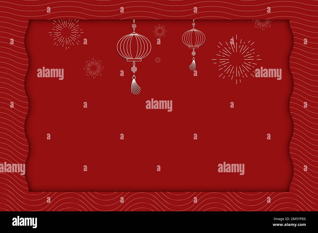 Tradizionale scheda di disegno lanterna rossa cinese con spazio di copia Illustrazione Vettoriale