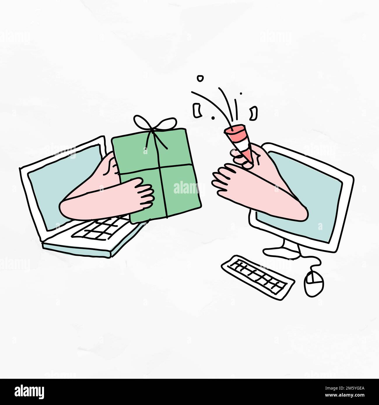 Celebrazione in nuovo vettore normale Natale in quarantena Illustrazione Vettoriale