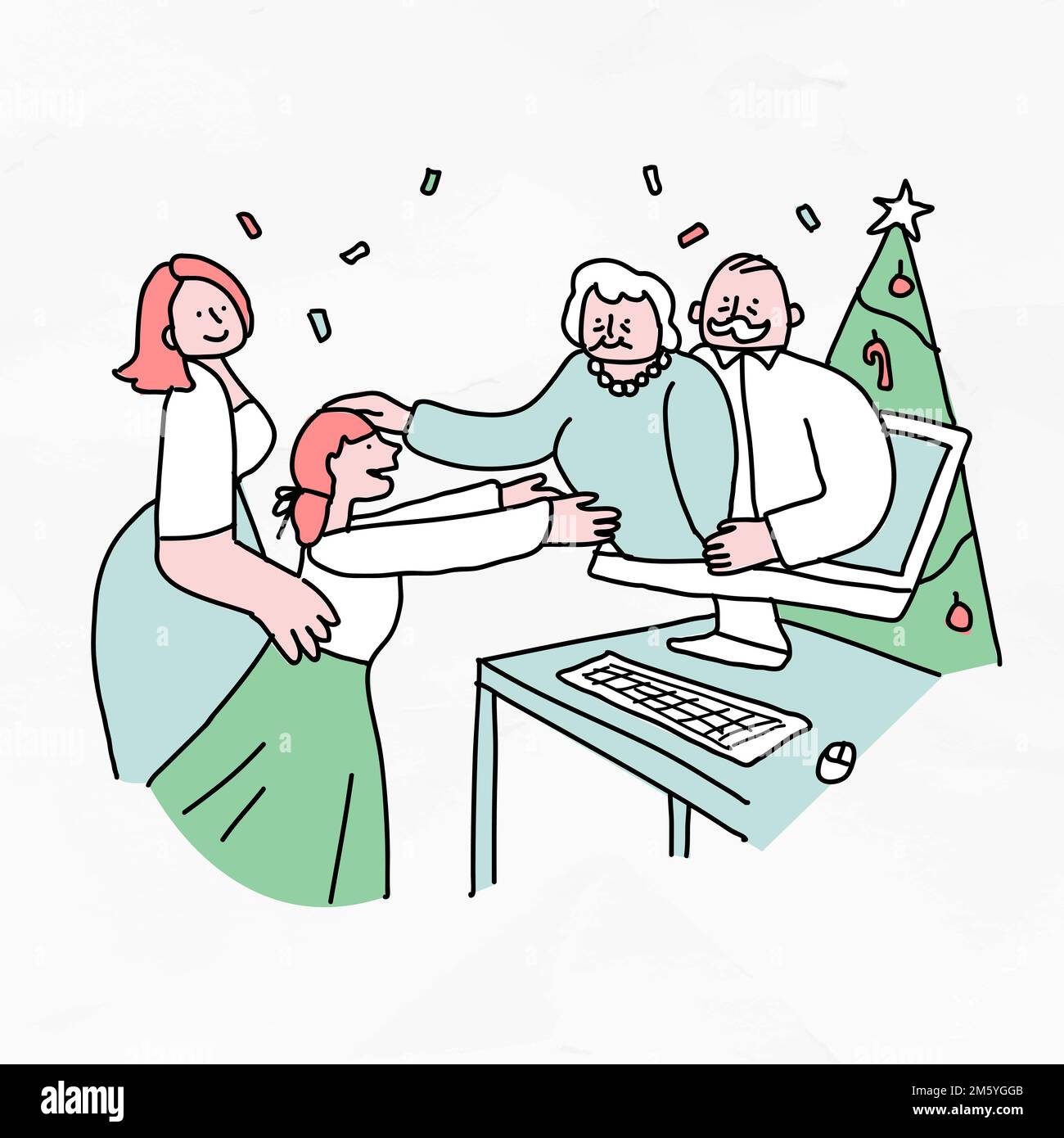 Natale quarantena vettore nuovo stile di vita normale carattere Illustrazione Vettoriale