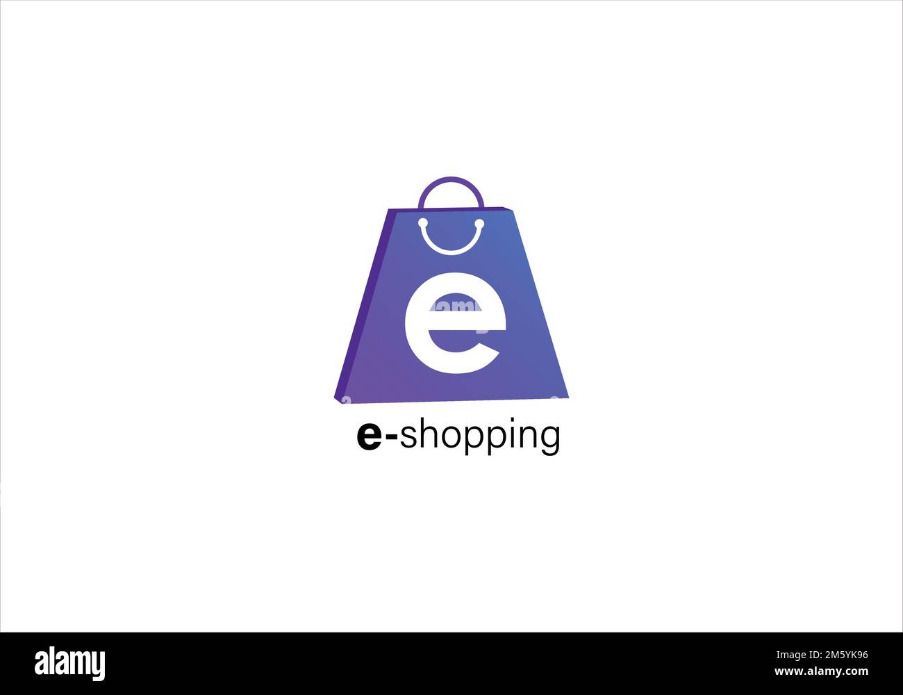E lettera con icona della shopping bag e tag di vendita, lettera e Online Shop Logo vettore Illustrazione Vettoriale