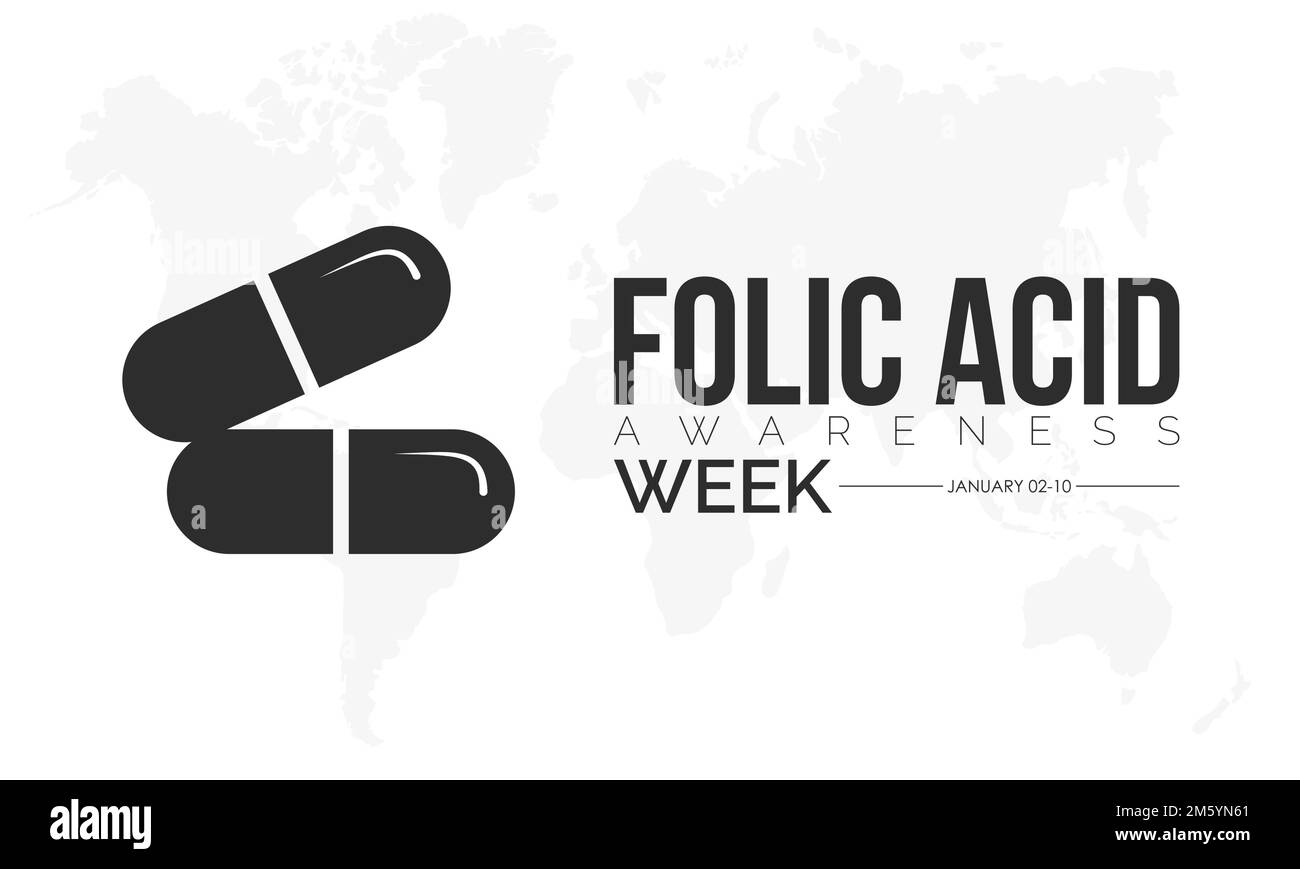 Concetto di disegno di illustrazione del vettore della settimana di consapevolezza dell'acido folico osservato il 2 gennaio Illustrazione Vettoriale