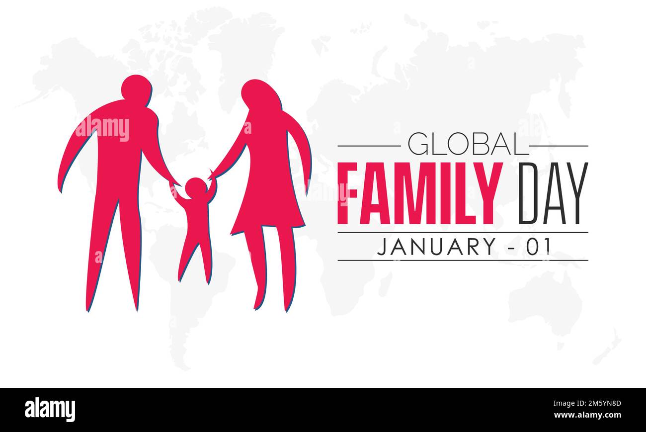 Concetto di disegno di illustrazione del vettore della Giornata Globale della Famiglia osservato il 1 gennaio Illustrazione Vettoriale