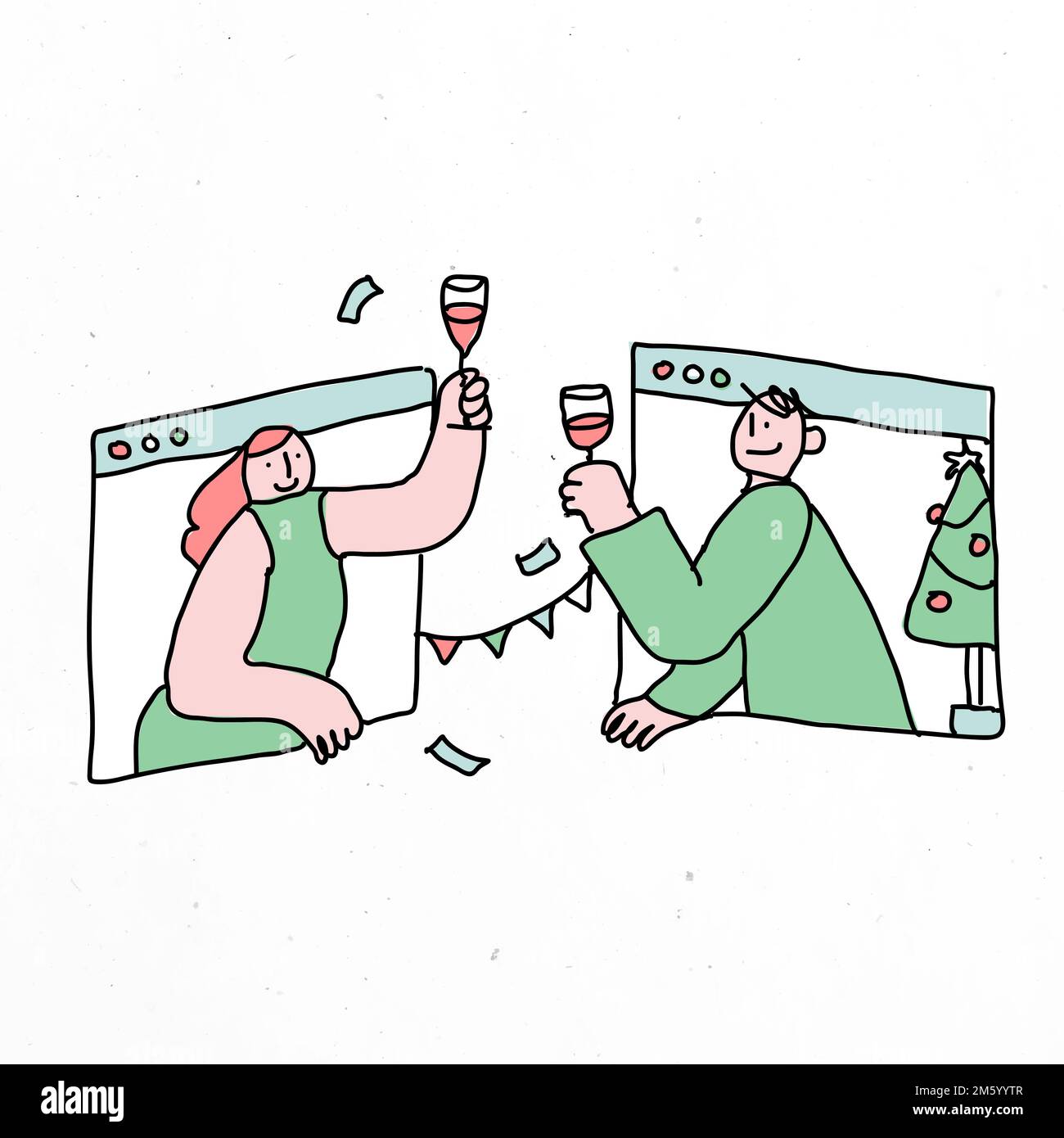 Celebrazione in nuovo vettore normale Natale in quarantena Illustrazione Vettoriale