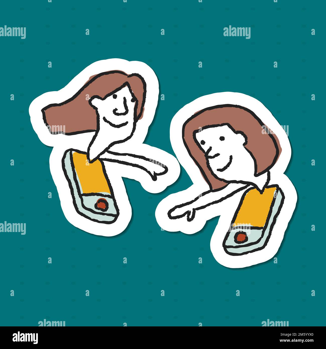 Video chat durante la quarantena doodle sticker vettore Illustrazione Vettoriale