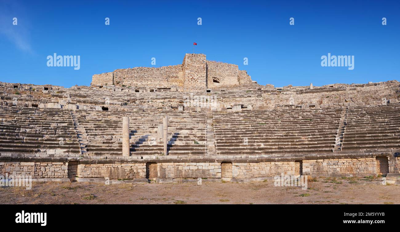 Mileto antico anfiteatro della città, Turchia. Foto di Mileto. Mileto era un'antica città greca sulla costa occidentale dell'Anatolia, vicino alla foce Foto Stock