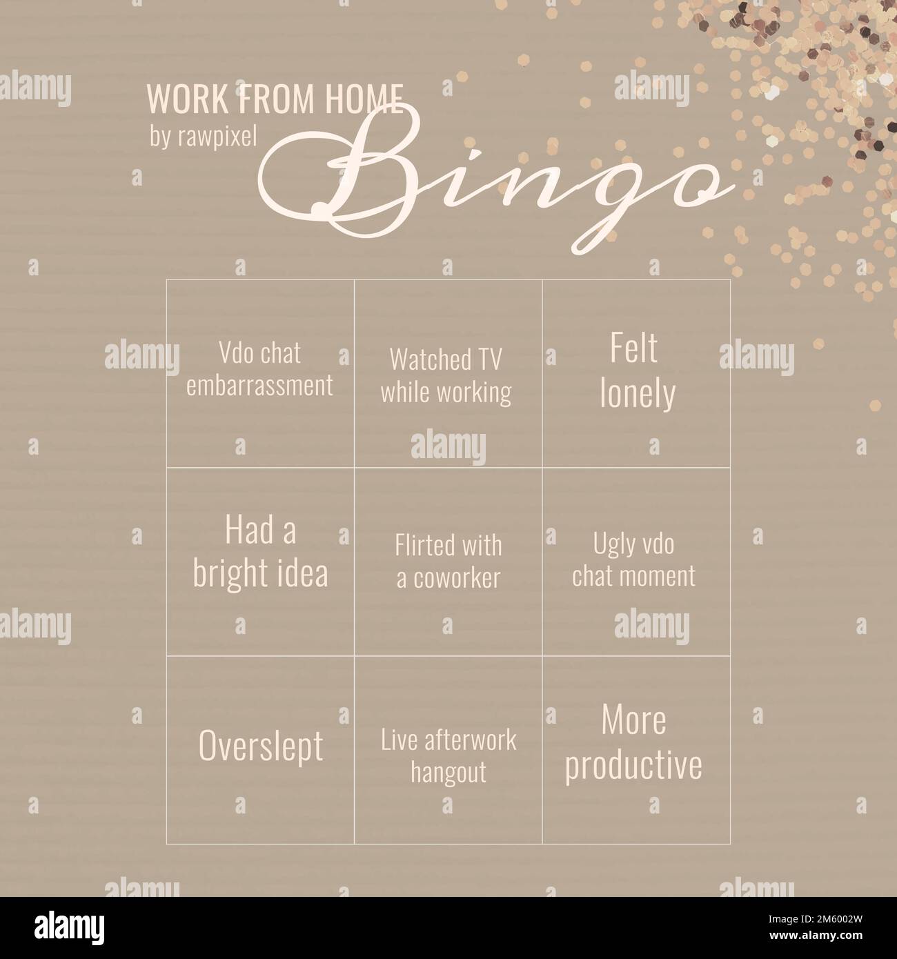 Lavoro da casa social media storia bingo sfida Illustrazione Vettoriale