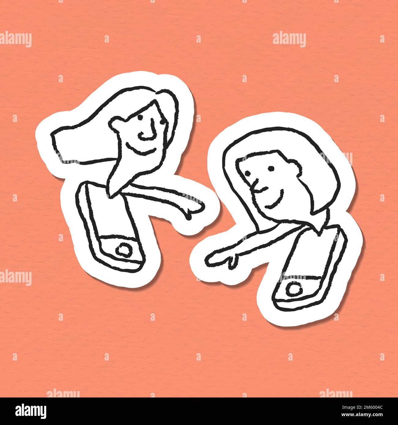 Video chat durante la quarantena doodle sticker vettore Illustrazione Vettoriale
