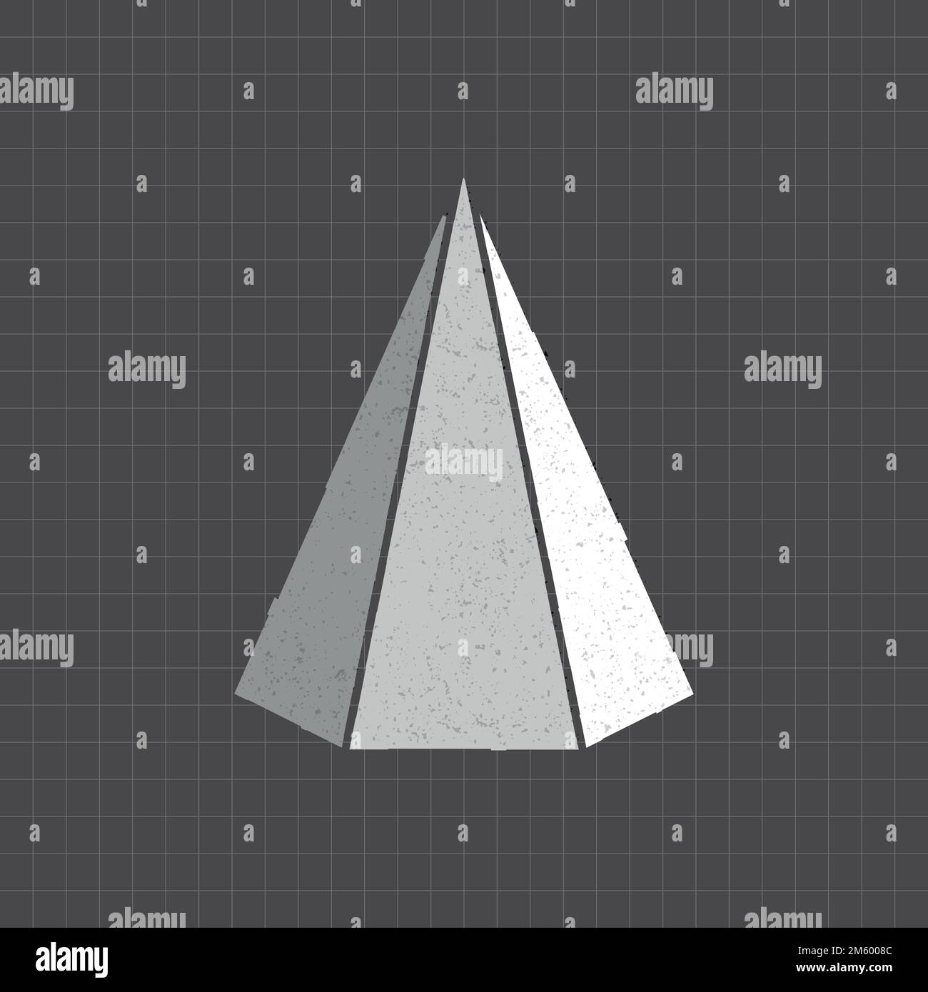 Piramide 3D pentagonale distorta su un vettore di sfondo nero Illustrazione Vettoriale