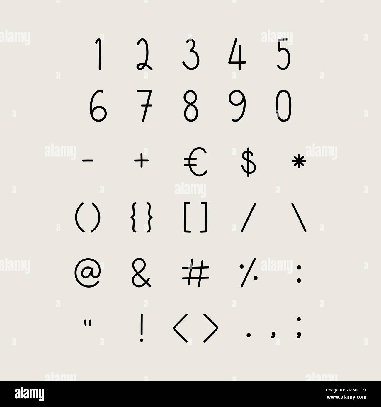 Numeri con stile e vettore set di simboli Illustrazione Vettoriale