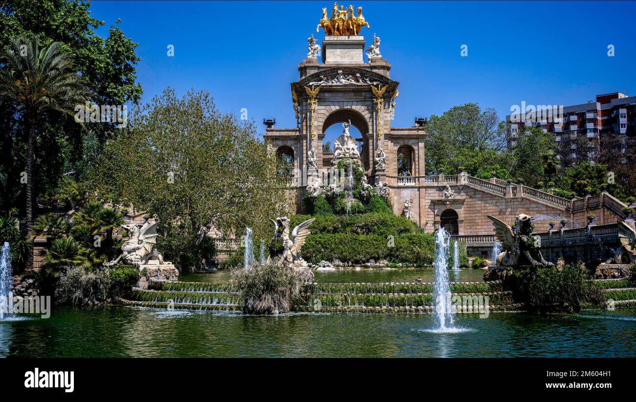 Fontana nel Parco della Ciutadella, Barcellona, Catalogna, Spagna Foto Stock