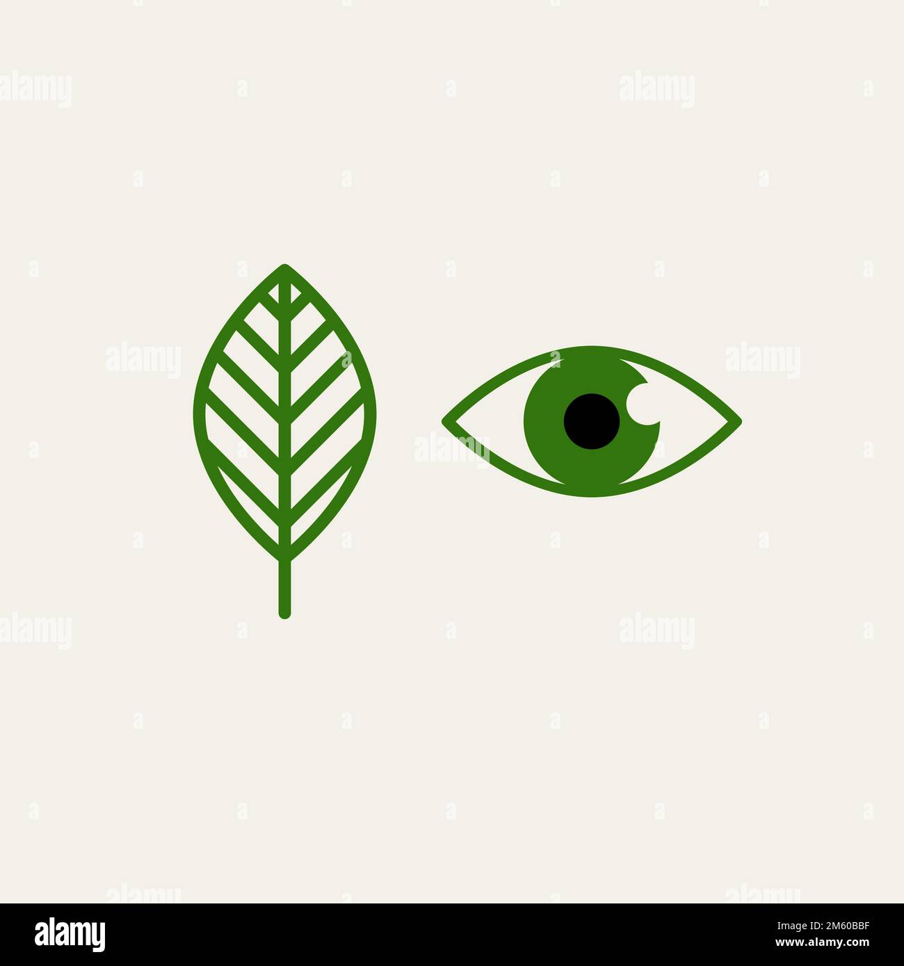 Occhio e foglia, cura degli occhi, logo oftalmologo. Icona clinica oculare, farmaci naturali Illustrazione Vettoriale
