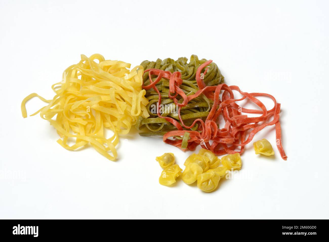Tagliatelle tricolore, pasta italiana, pasta, tipo di pasta Foto Stock