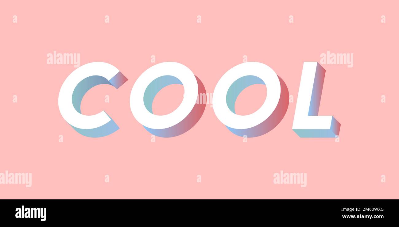 Parola isometrica Cool tipografia su un vettore sfondo rosa millenario Illustrazione Vettoriale