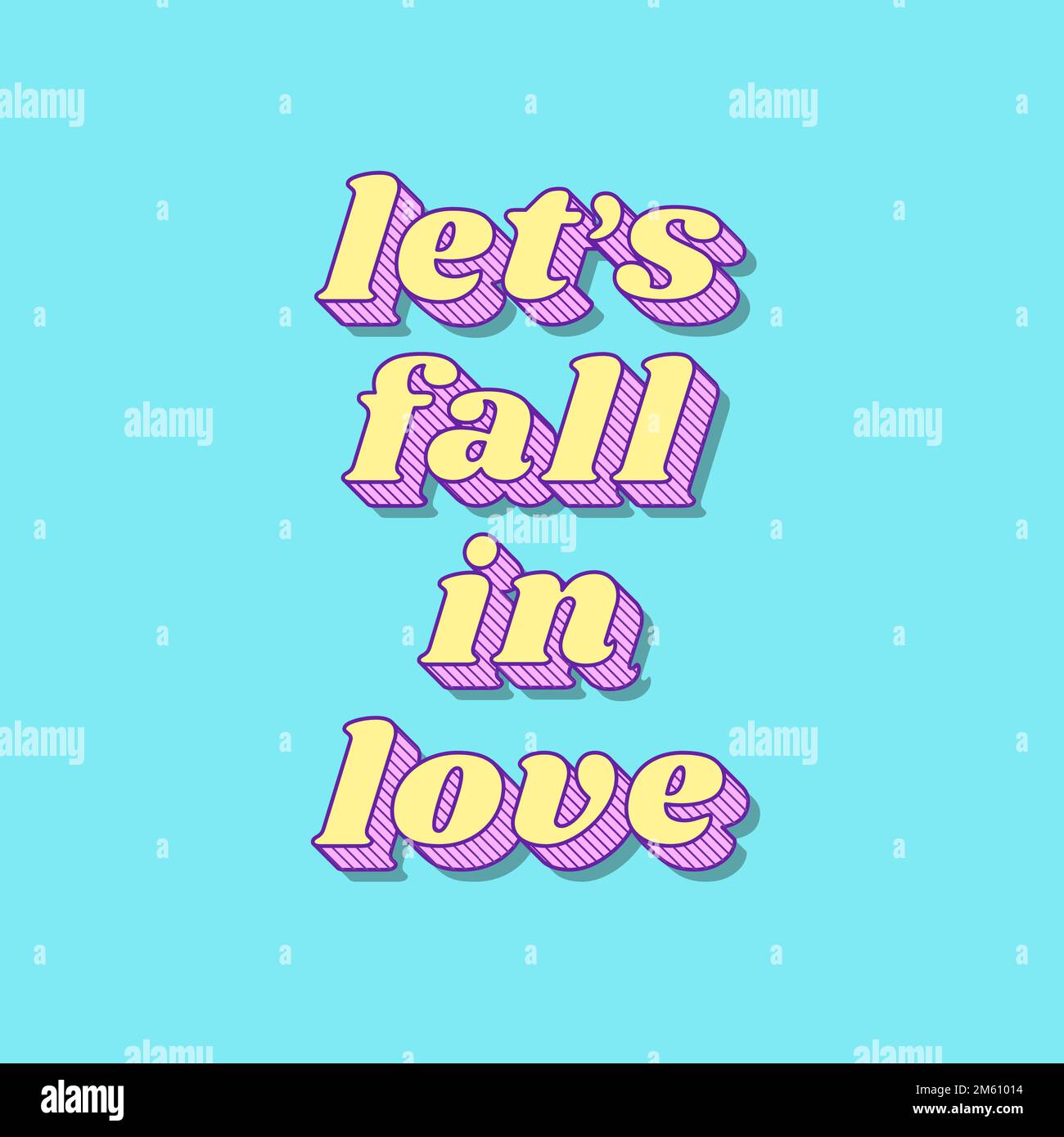 Let's Fall in Love retro 3D ombra grassetto illustrazione tipografica Illustrazione Vettoriale