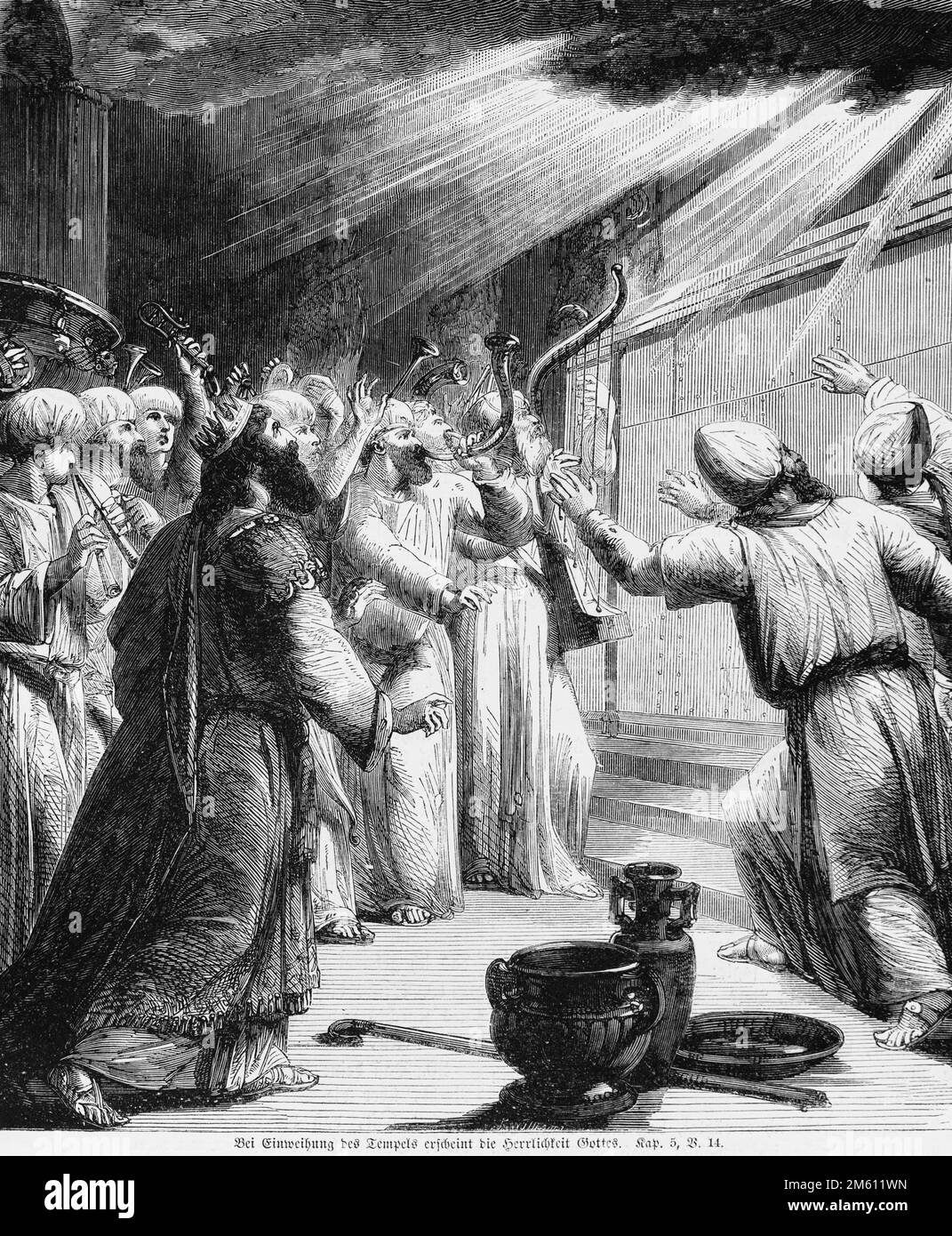 La gloria dell'Eterno aveva riempito la casa di Dio, Bibbia, Antico Testamento, secondo Libro delle Cronache, Capitolo 5, versetto 14, illustrazione storica Foto Stock